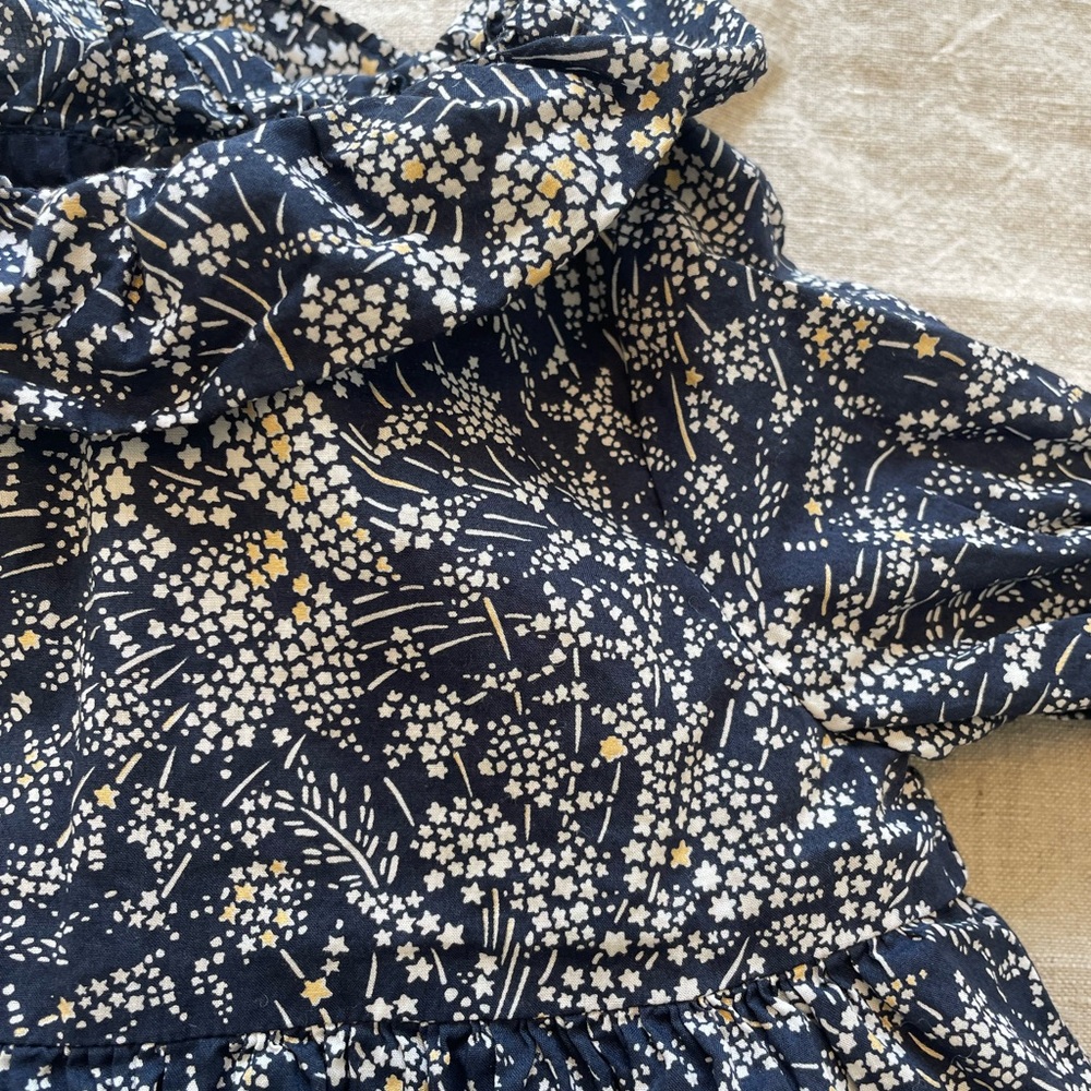 JACADI Navy Blue Floral Liberty Print Dress 6 Months - Picture 4 of 6